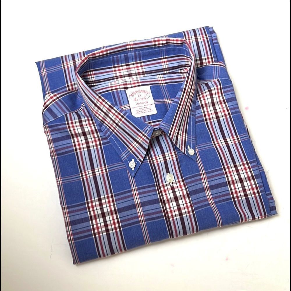 Brooks Brothers Supima Cotton Button Down Shirt Plaid Casual Long Sleeves XL